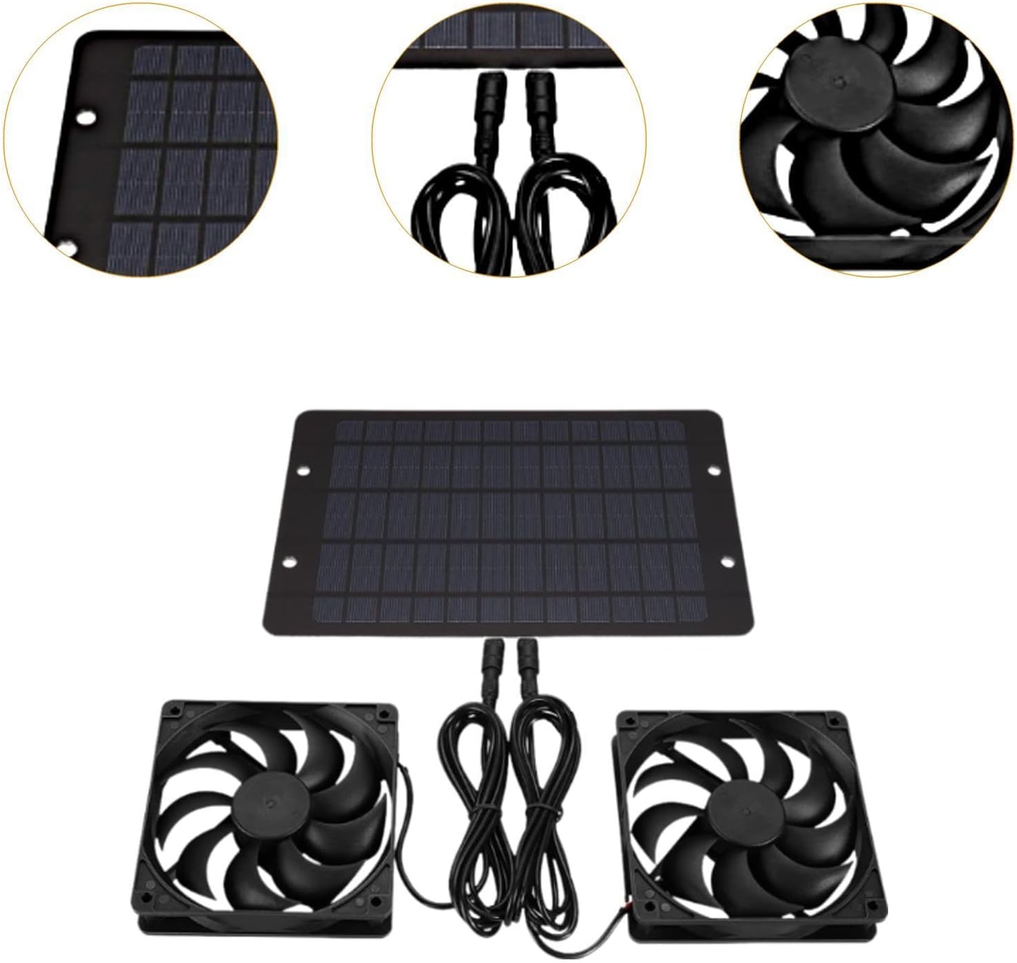 Solar Powered Fan Kit with Double Fans for Greenhouse Outside Chicken Coop