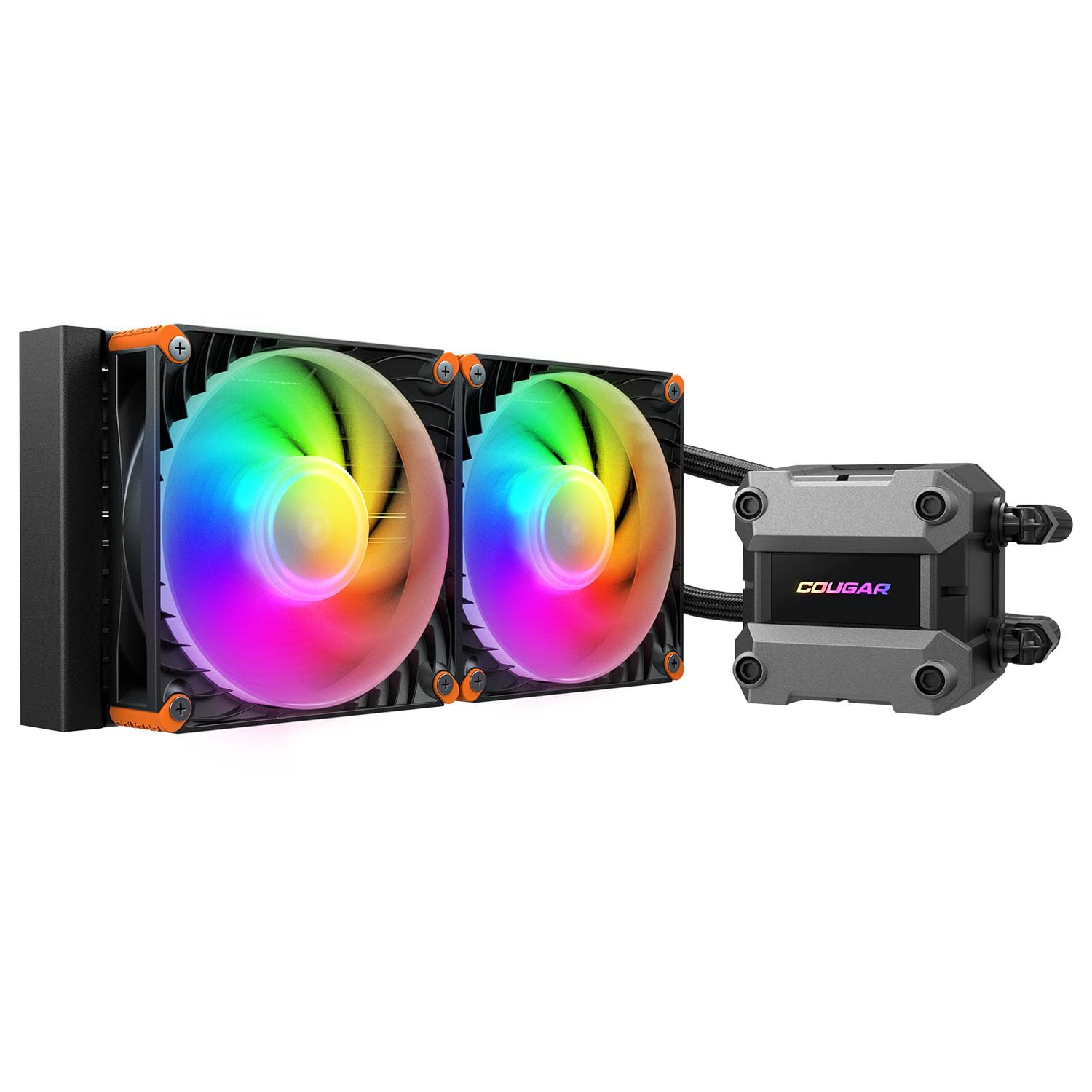 Cougar Poseidon Ultra ARGB 240 PC - Enfriador líquido para PC, flujo de aire óptimo, amortiguadores de esquinas, anillo estabilizador integrado, placa de refrigeración de cobre, compatible con los