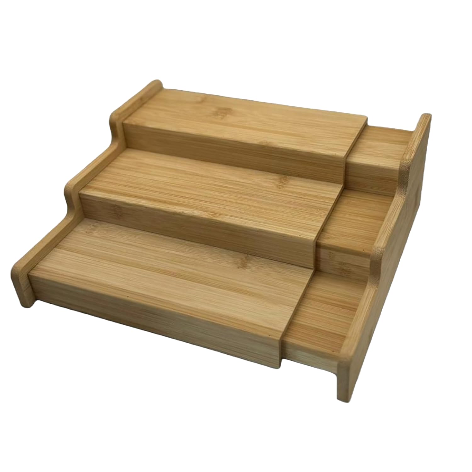 Bamboo Spice Rack Organiser | Tiered Extending Spice Organiser | Kitchen Storage Rack | Seasoning and Small Jars Kitchen Countertop Organizer | Extendable Shelf (3-Tier)