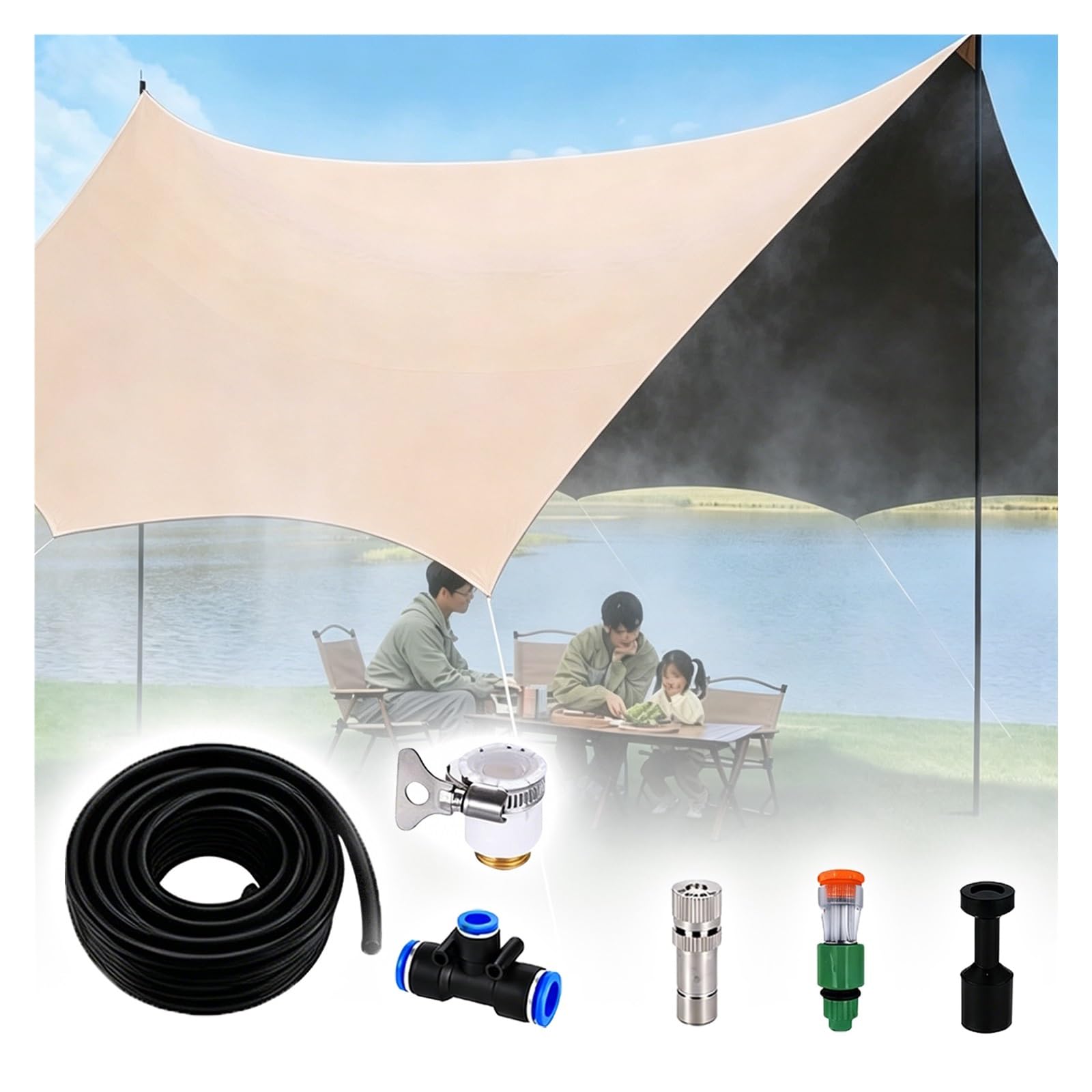ERRULAN Sistema irrigazione Giardino Kit nebulizzazione Campeggio Outdoor, Sistema Spray Acqua per Tenda Spiaggia Giardino, raffrescamento Estivo | 32.8ft(10m)