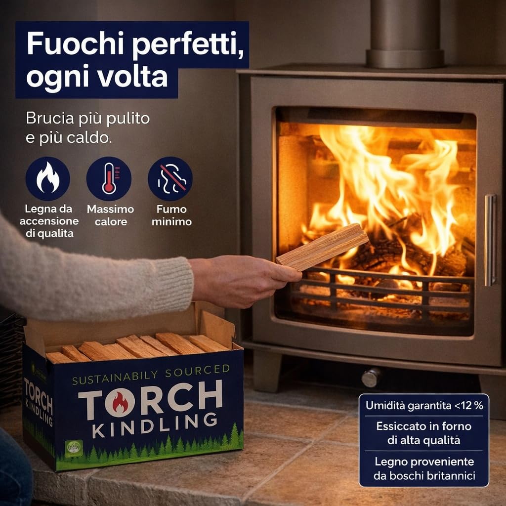 Accendifuoco naturale essiccato in forno 2,5 kg bastoncini per stufa a legna barbecue camino
