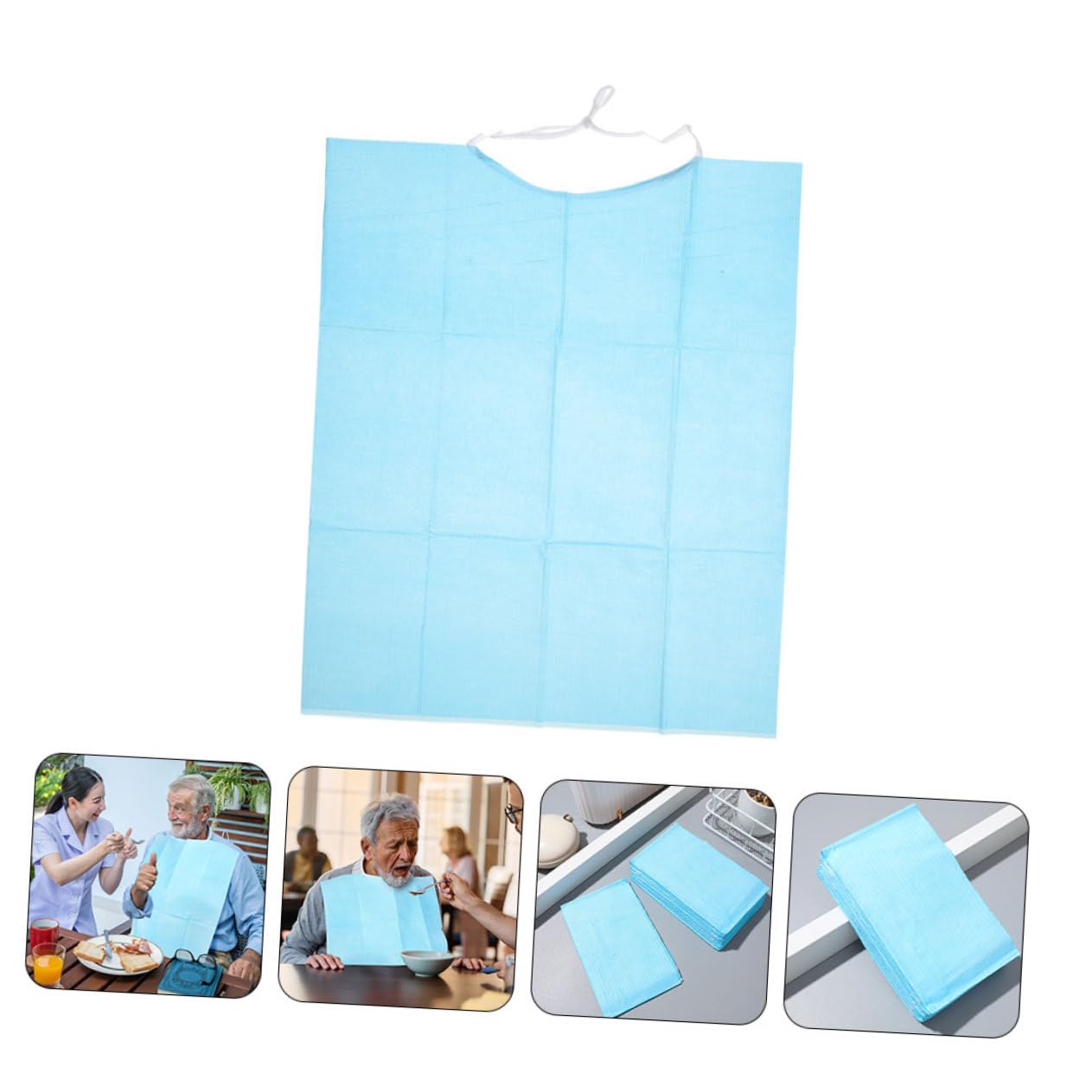 60 Pezzi Bavaglini Adulti Usa e Getta Impermeabili per Anziani Protezione Macchia e Olio per Pasti Adatta Senior Facili Indossare e Smaltire Blu