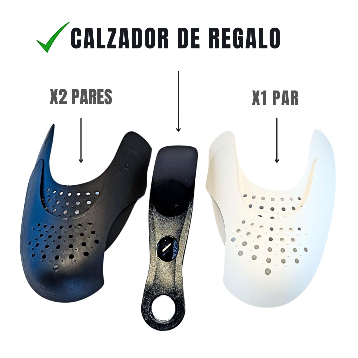 RF.ROFER® 3 Punteras para zapatos + 1 Calzador|Puntera antiarrugas para zapatillas |protectores antiarrugas zapatillas deporte