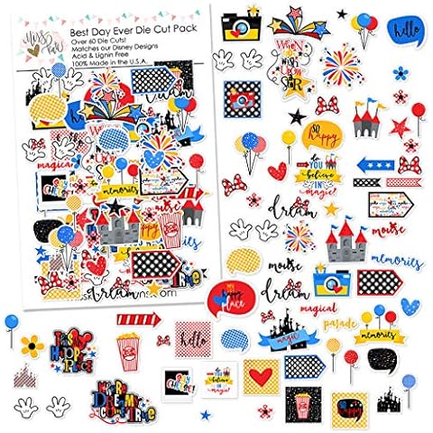 Paper Die Cuts - Best Day Ever - for Disneyland Walt Disney World - Over 60 Cardstock Scrapbook Die Cuts - by Miss Kate Cuttables Cover
