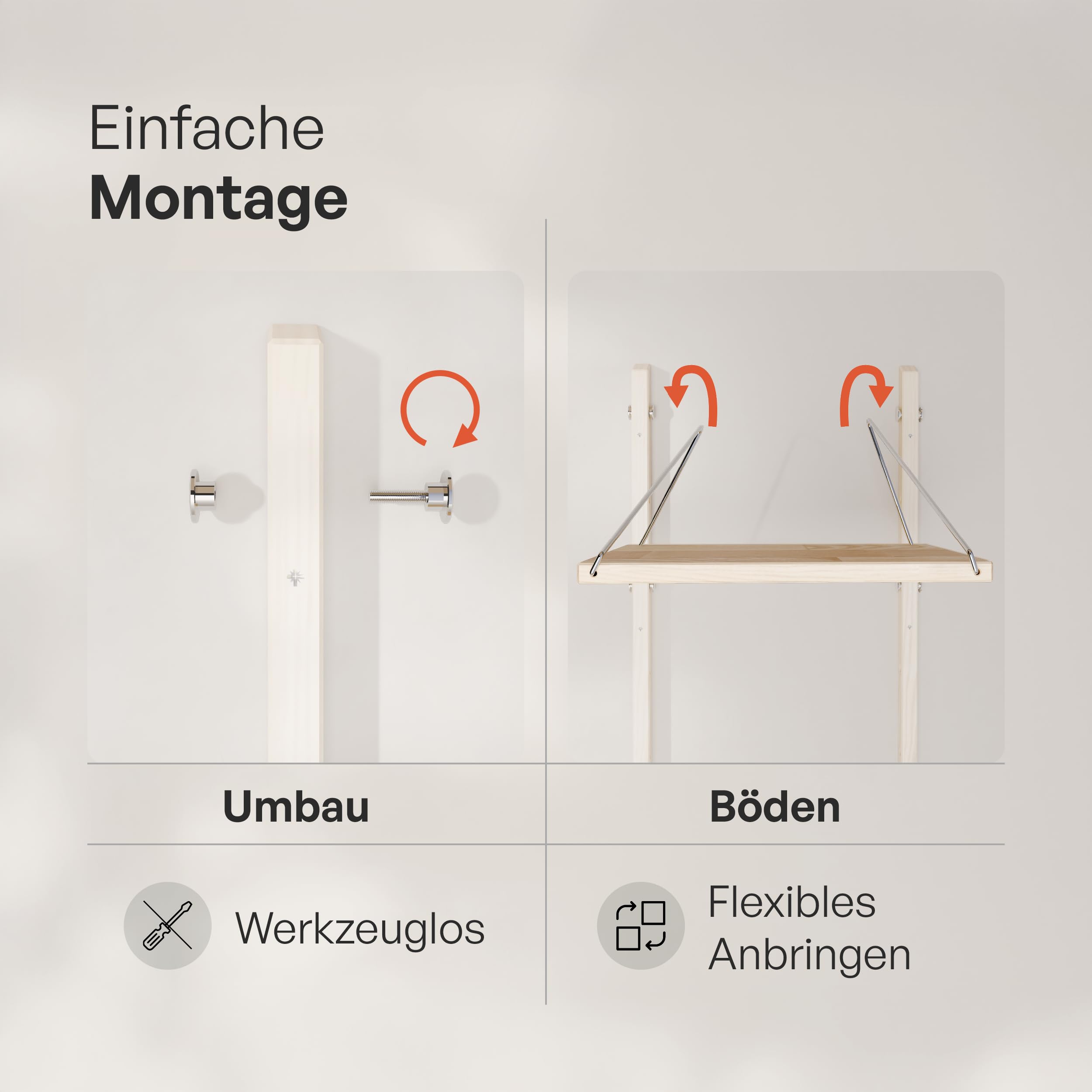 pamo Wandregal Esche – 83,8 x 33 x 91 cm, belastbar bis 50 kg