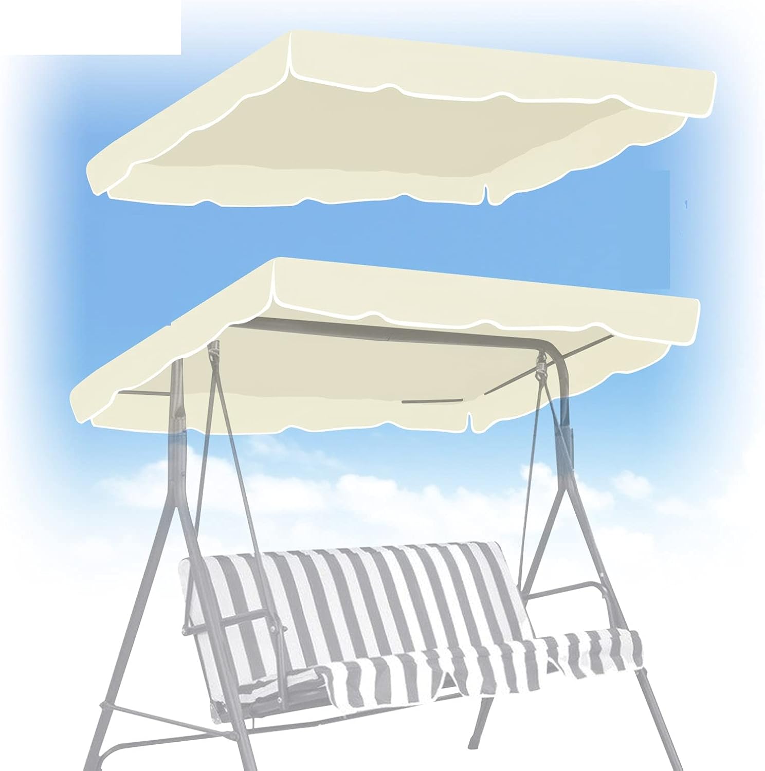 BenefitUSA Swing Canopy Cover ONLY 77x43 - Polyester Top Replacement UV Block Sun Shade for Outdoor Garden Patio Yard Park Porch Seat Furniture (Ecru)