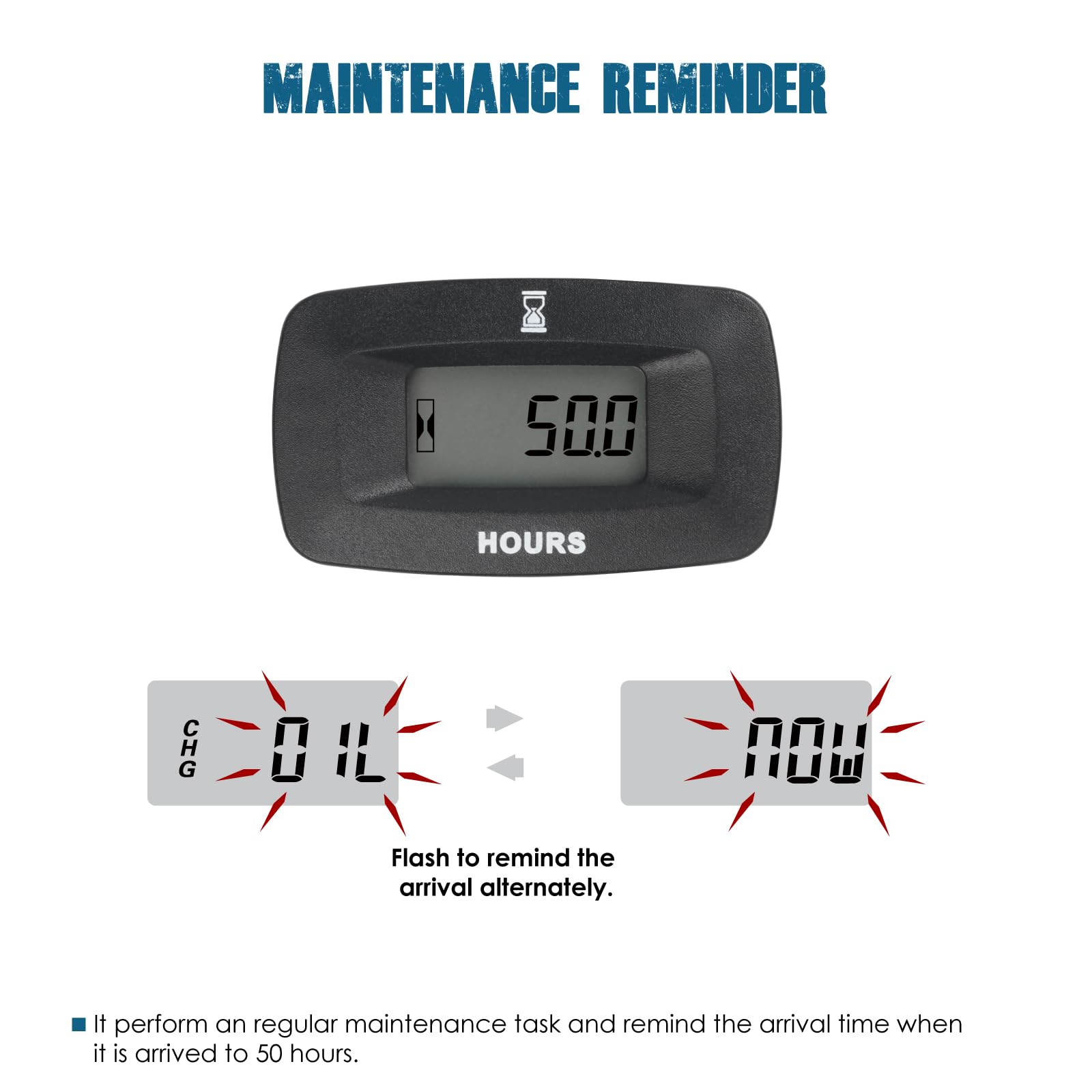 Runleader RL-HM057ADH3 LCD Contador de horas, tensión de trabajo DC5V a 60V.