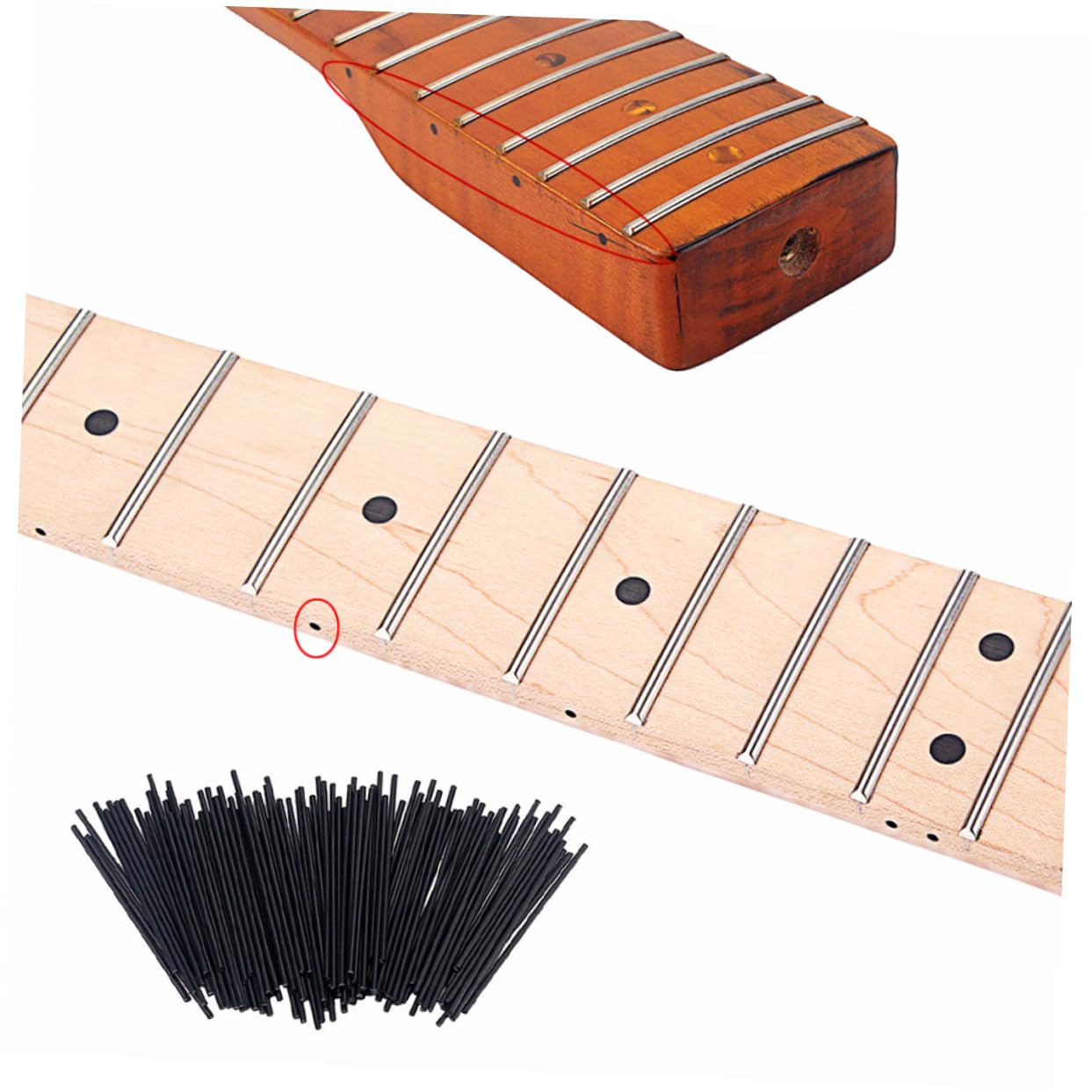 HANABASS 100pcs Inlay Dot Markers for Guitar Fretboard Black Side Dot Position Markers Convenient Accessories Guitar Gfc