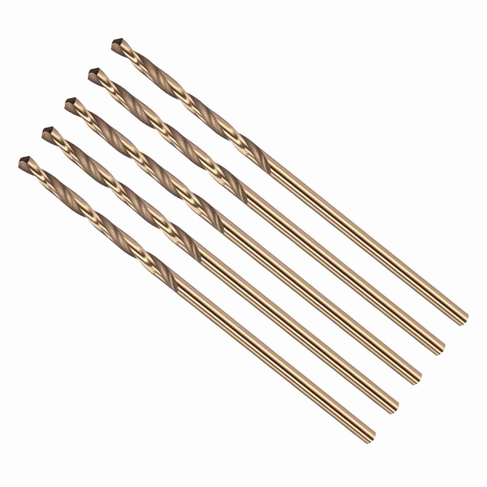CoCud 1.6mm Drill Bit, #52 Cutting Diameter, 4341 HSS Number Jobber Bits 135° Cutting Angle Gold Finish - (Applications: for Drilling Soft Metal Plastic Wood), 5-Pieces