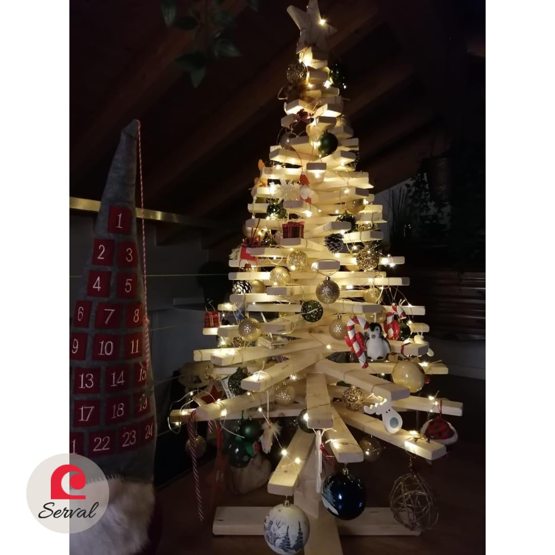 Sapin de Noël en bois naturel, 1,50 m