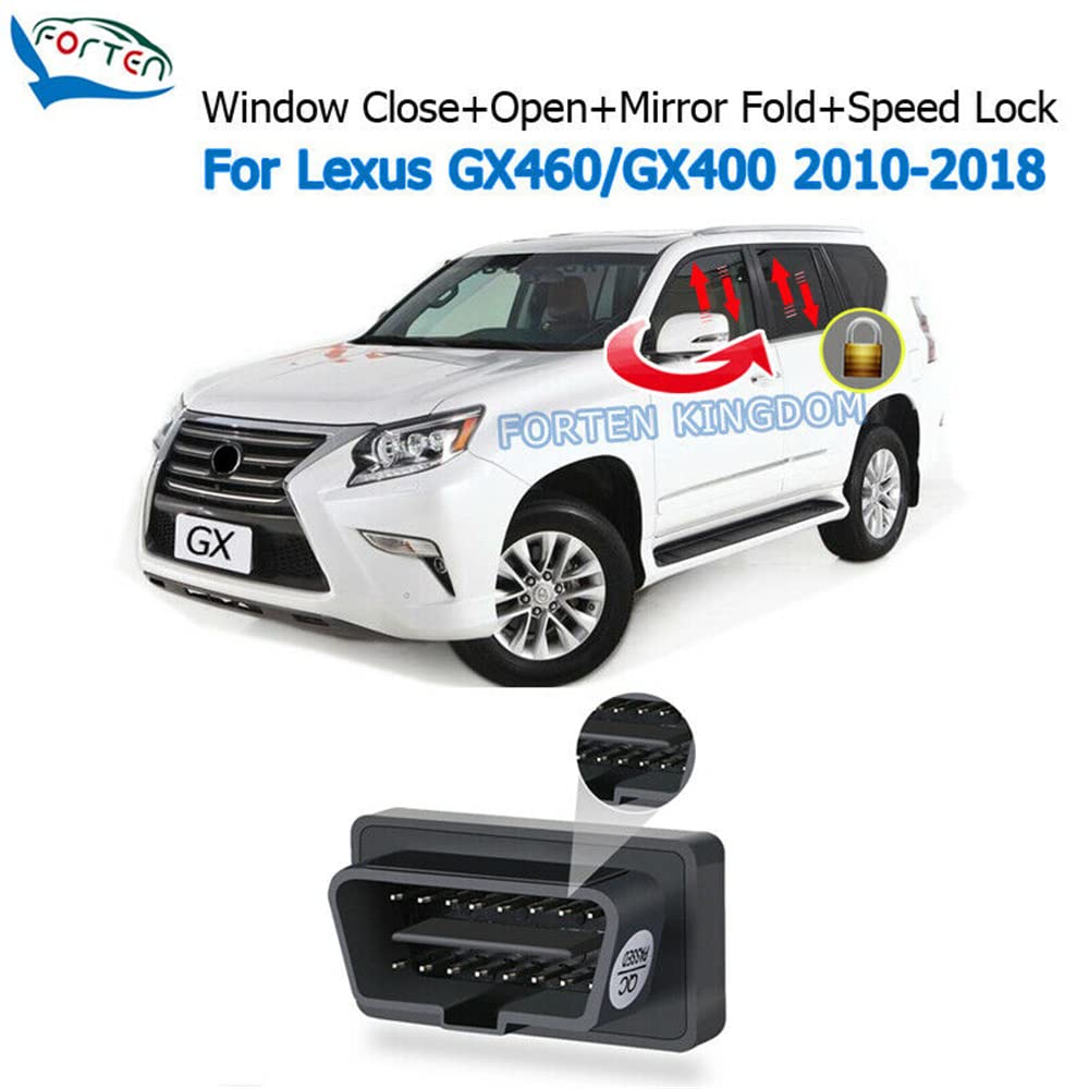 Forten Kingdom OBD Car Auto Window Closer Open Side Mirror Folder Unfold and Speed Lock Multifunctional System Kit Fits for Lexus GX GX460 2010-2019
