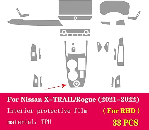 Miniatura 8 de LAVIYE Película protectora transparente de TPU para consola central de automóvil, película antiarañazos, para Nissan X-Trail Rogue 2021-2023