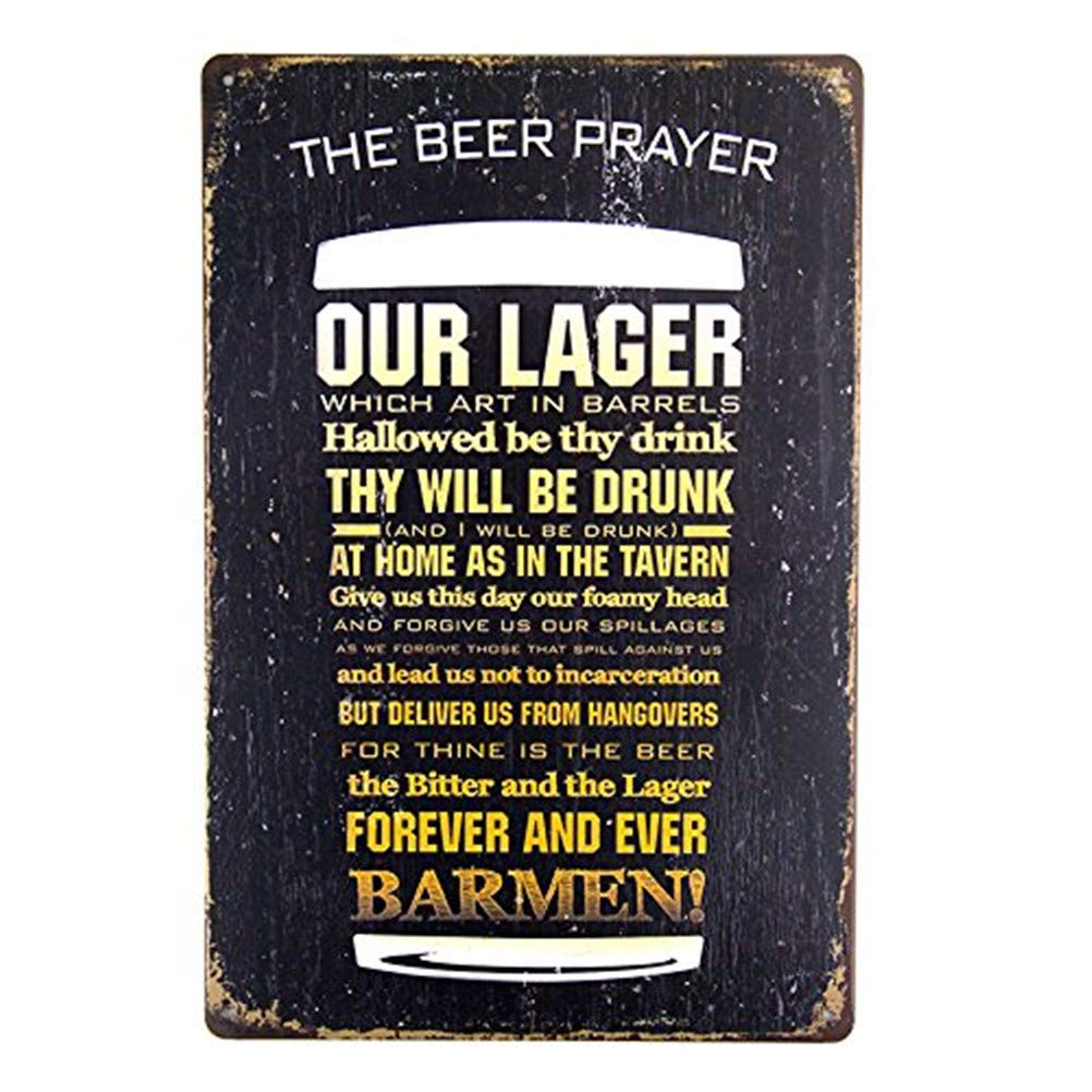 Beer Prayer tin Sign -Metal Tin Sign Kitchen Pub Funny Novelty Coffee Bar 12x16inch Yard Garden Farm Man Cave