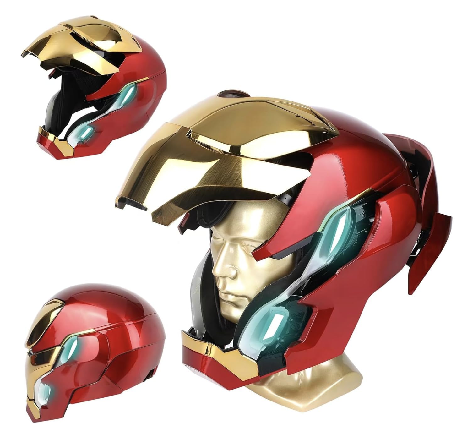 Casco portatile MK 50 1:1 - Voce, tatto e telecomando con occhi LED, effetti sonori realistici, pannelli mobili di schiena e orecchie, perfetto per cosplay e figure da collezione