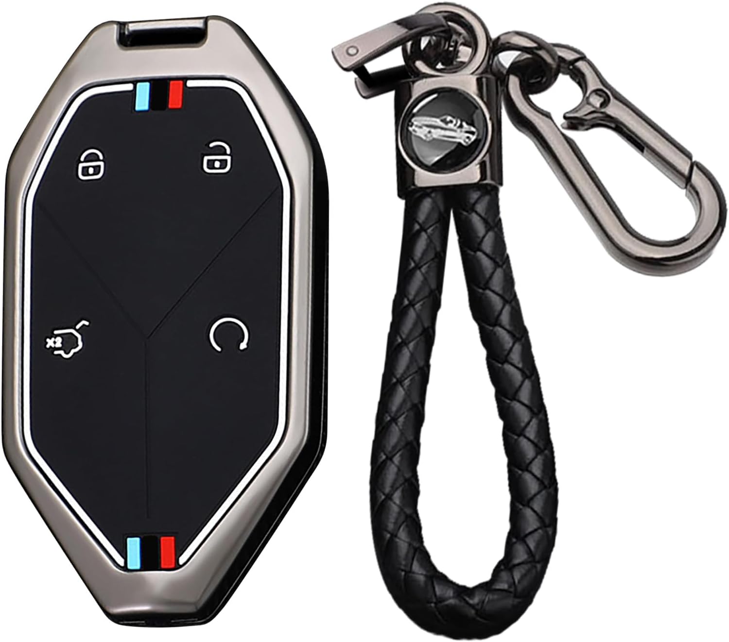 Key Case Car Key Holder Key Protection Case Fits BYD Equation Leopard Super 5 Super 8 Super 3 9 Leopard 5 DM-I Metal Key Case Key Fob 4 Buttons B Black