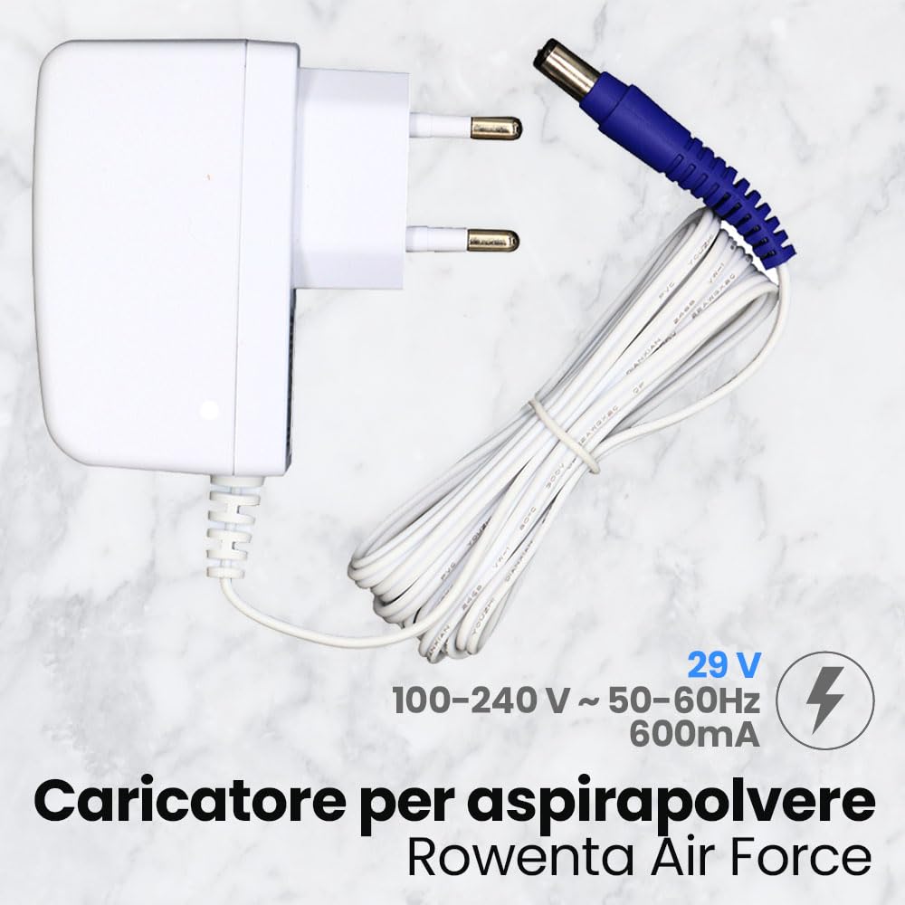 Anakel Home Alimentatore Caricabatteria RS-RH5664 Compatibile con Aspirapolvere Rowenta Air Force 360, 360 MAX, E 560, 560 Flex, Air Force All-IN-One 460, X-PERT Essential 260 | 29V, 600 mA