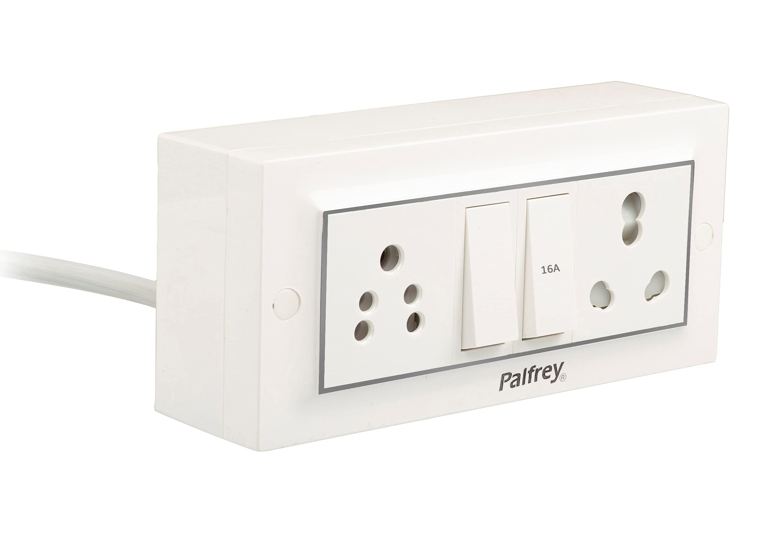 Palfrey Electric Extension Board - 16A/20A + 5A with Two Switch and Heavy Duty 15 Meter Wire (White) (2200W) (B084HJT2WN) Amazon Price History, Amazon Price Tracker