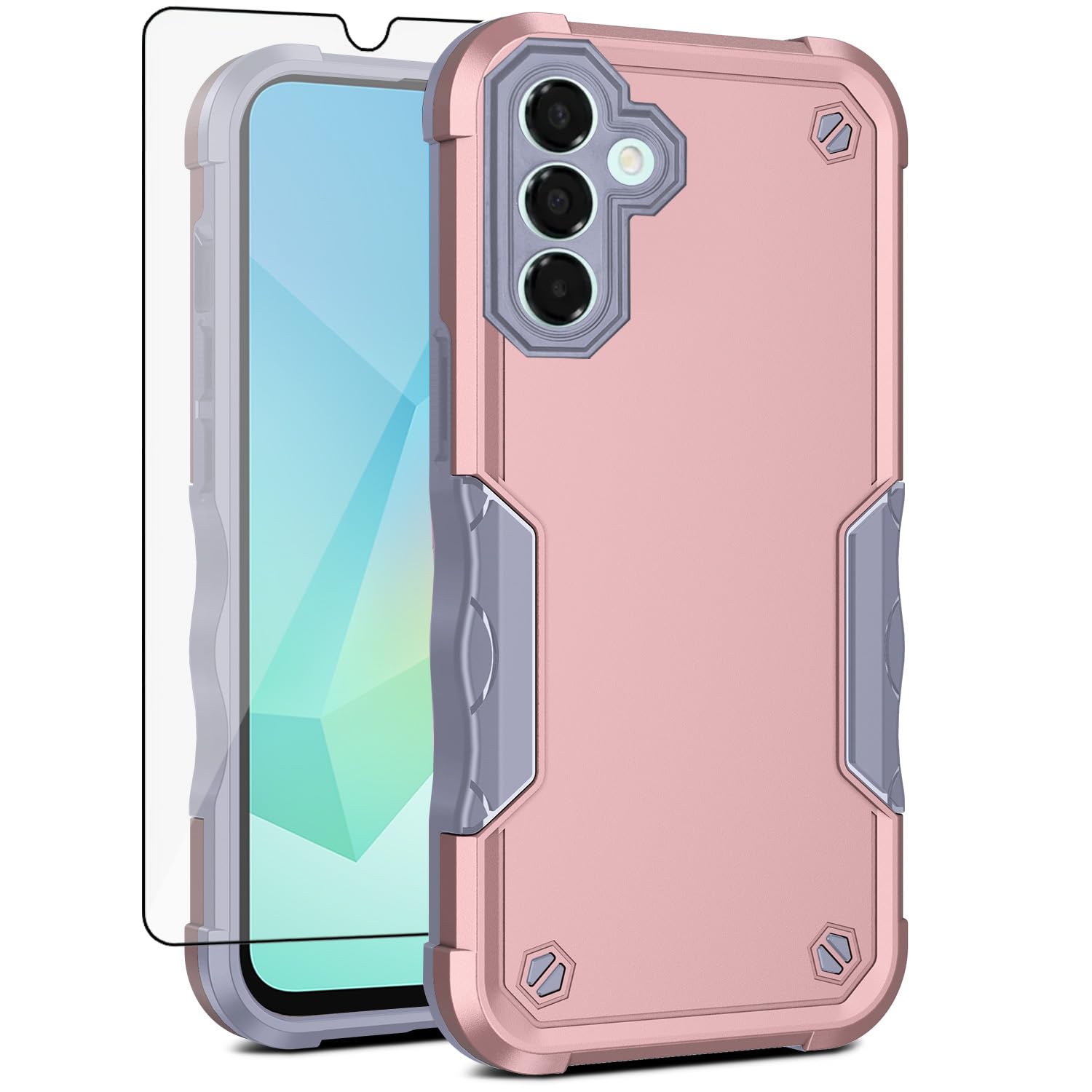 Asuwish Phone Case for Samsung Galaxy A16 5G/4G with Tempered Glass Screen Protector Cell Cover Hybrid Slim Rugged Shockproof Hard Protective Heavy