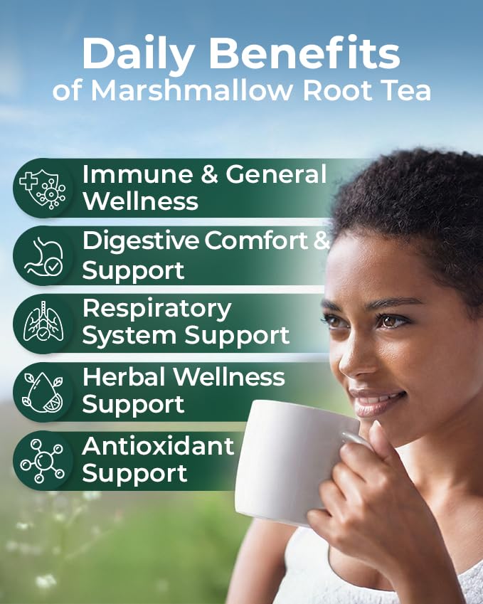 Image of 50 Bags Dried Marshmallow Root Tea Marshmallow Root Herb Herbal Tea (Althaea Officinalis) - 50 Count Bags Cut Sifted Herb Raiz De Malvavisco