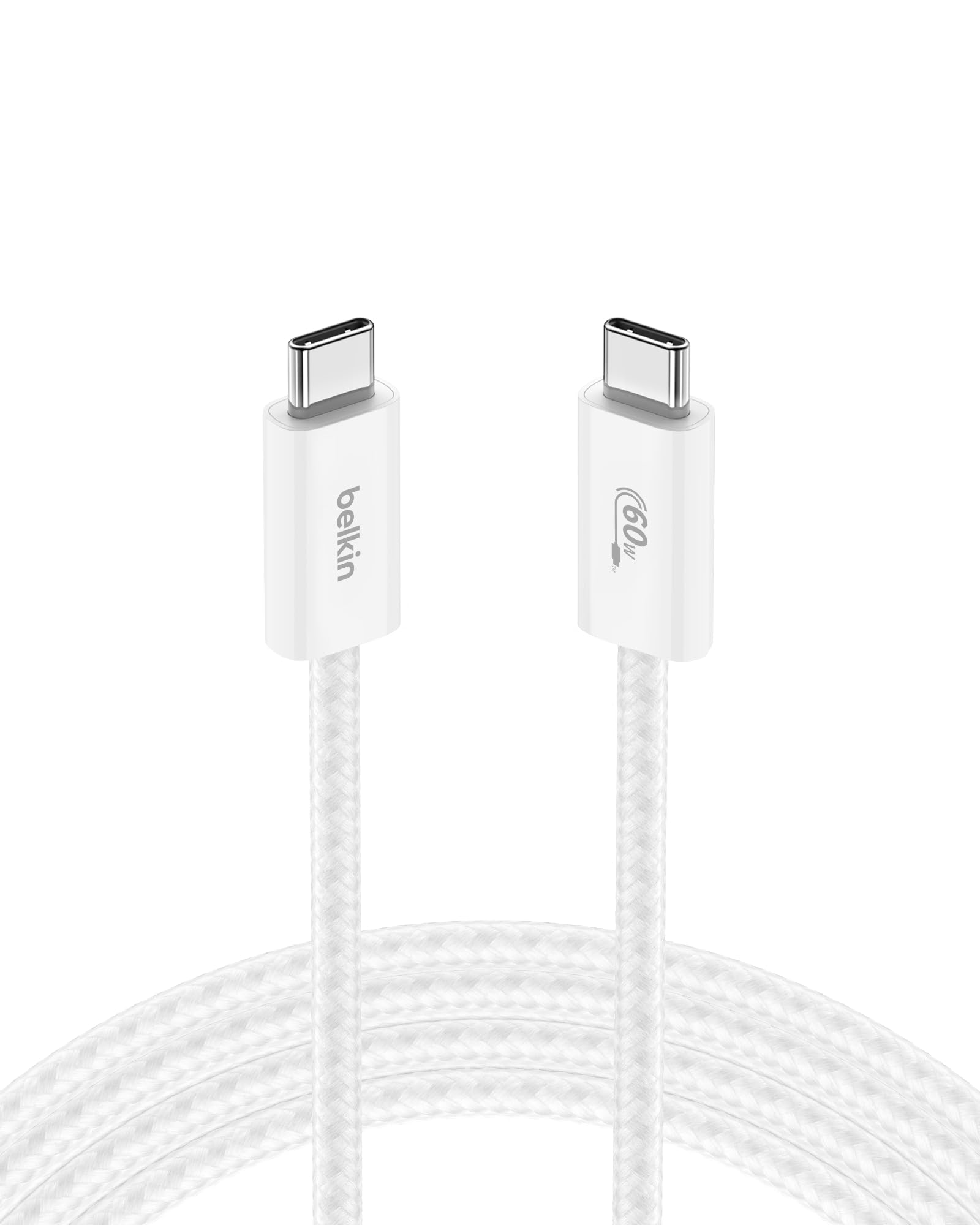 Belkin USB C to USB C Cable, 6.6ft, 60W - Type C Charger, iPhone Charger Cord, Soft, Braided, Flexible for iPhone 17, Galaxy S25, Pixel 10, Airpods,