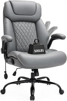 Big and Tall Executive Office Desk Chair 500lbs, Air Lumbar, Gray