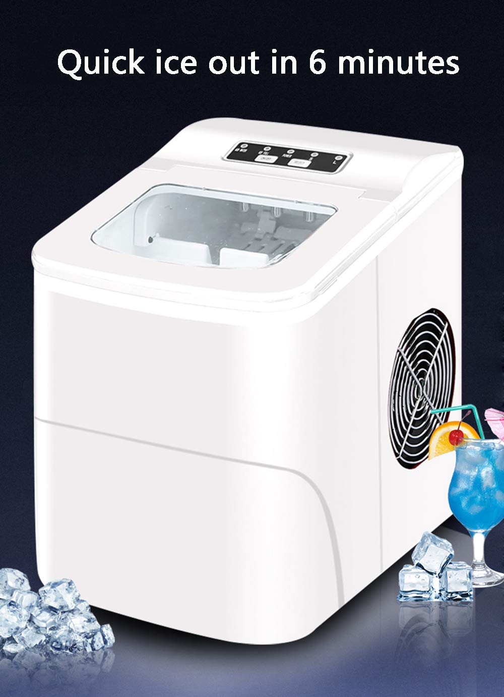 Ice Maker 26 Lb/24h Portable Ice Maker Copper Ice Cube Maker Quick Ice Making Can Choose 3 Sizes Of Ice Cubes on Fridge.com - View 2