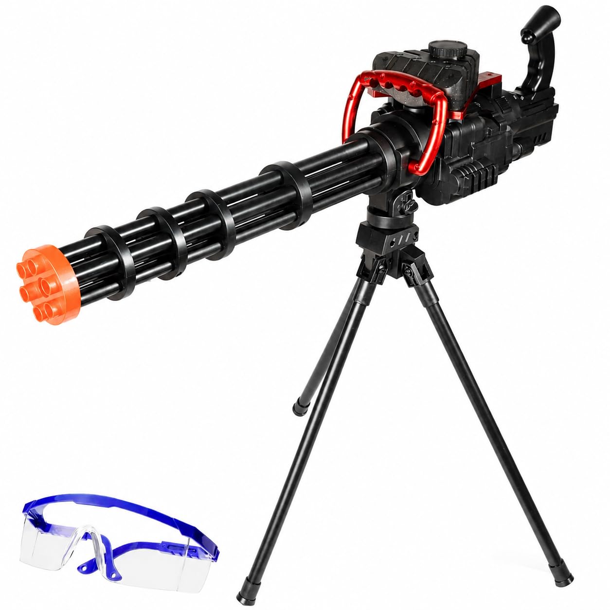Photo 1 of AROBEF Gel Splat Blaster Gatling Toy - Red, Fully Automatic, 7.4V Rechargeable