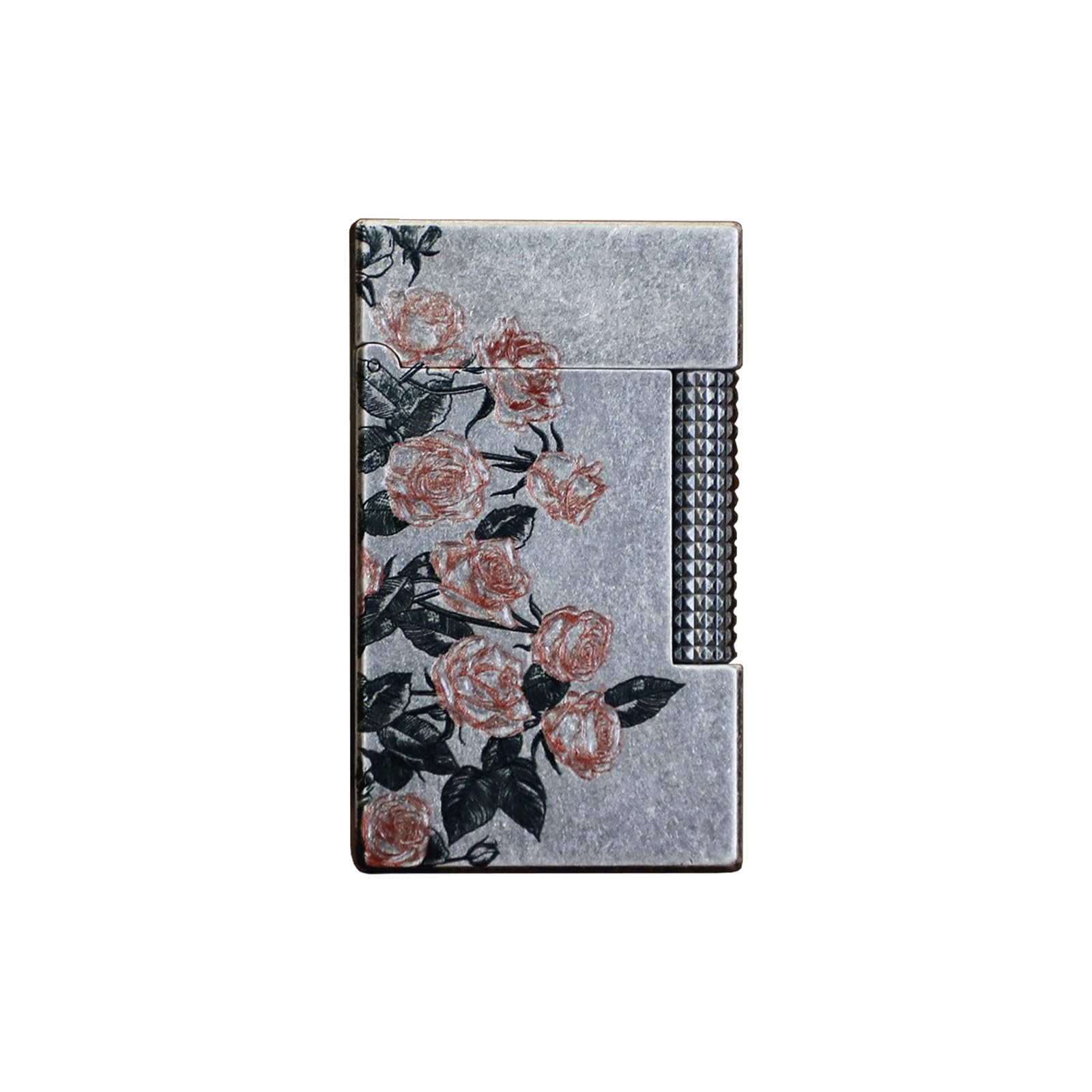 Business Pure Copper Butane Lighter Antique Silver Lighter Pure Copper Movement Side Sliding Ignition Crisp Piano Sound Suitable