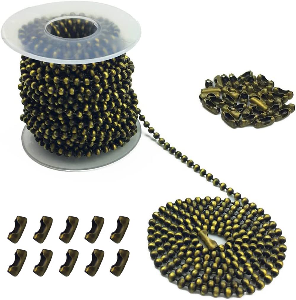 30 Feet 3.2mm Beaded Ball Chain, Ceiling Fan Pull Chain Extension