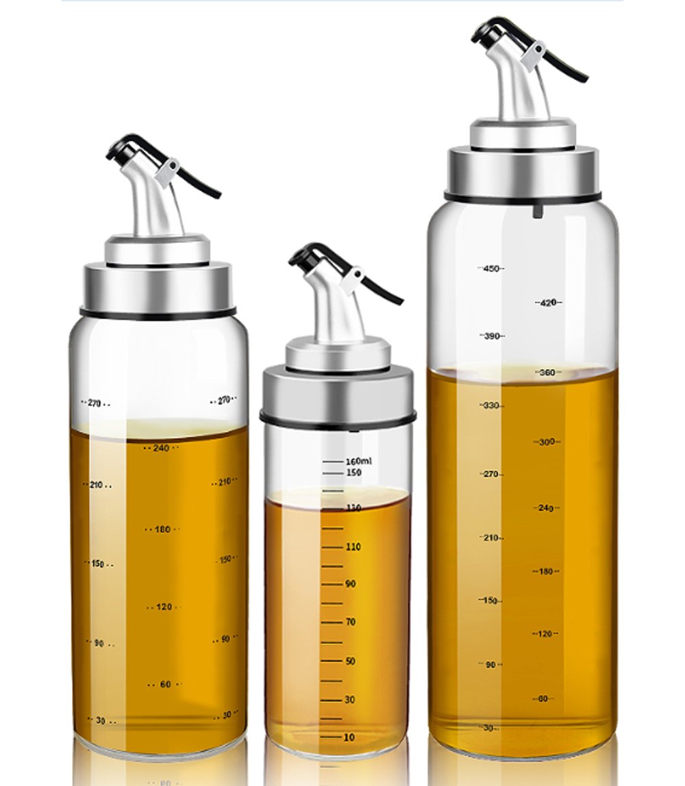 enduo Dispensador de Aceite de Oliva y vinagre-170 ml oz Botella de Vidrio Transparente para condimento