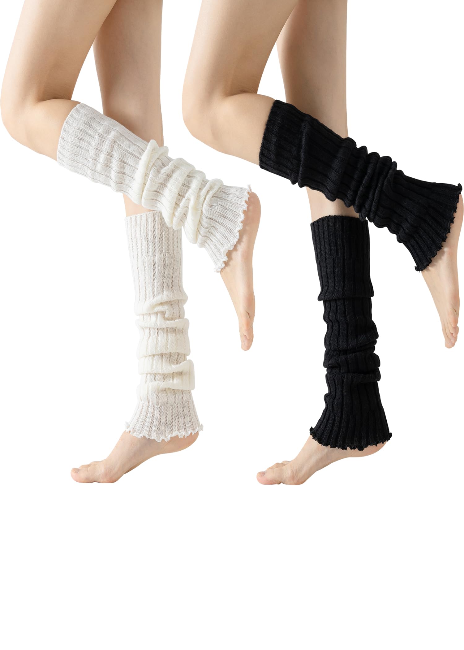 Ribbed Leg Warmers for Women 80s Style Long Knitted Socks for Party Sports Yoga