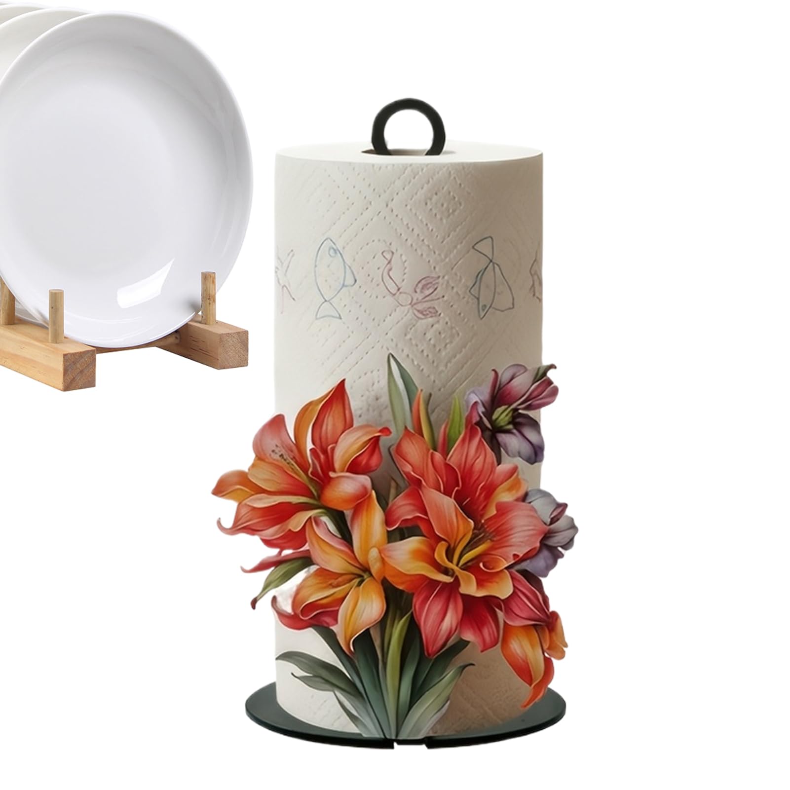 Soporte para rollos de cocina con flores para mesas de cafetería y restaurantes