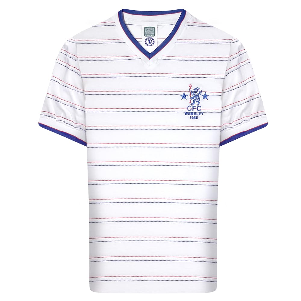 Score Draw Chelsea 1986 Full Members Cup Final Retro Shirt Blue Medium Polyester