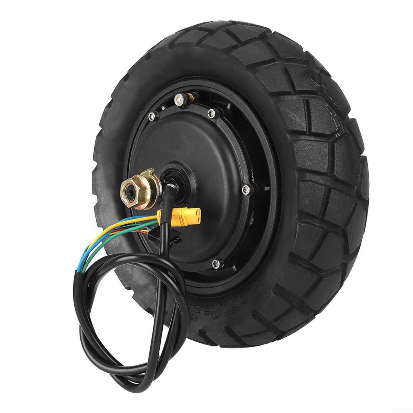 Roue de moteur 600 W 48 V pour scooter électrique Kukirin G2 Pro DB 9X30-55 avec bande de roulement irrégulière résistante à l'usure en métal et caoutchouc moyeu arrière de rechange