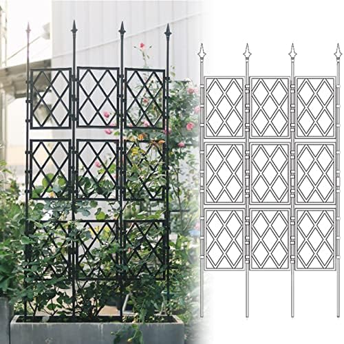 Garden Wall Trellis, Garden Plant Support Frame, 180x 85cm Garden Fence Mesh Frame, for Climbing Plants, Patio Lawn Yard Decoration, Black, White (Color : Black, Size : 30x130cm(11.8x51.2in))