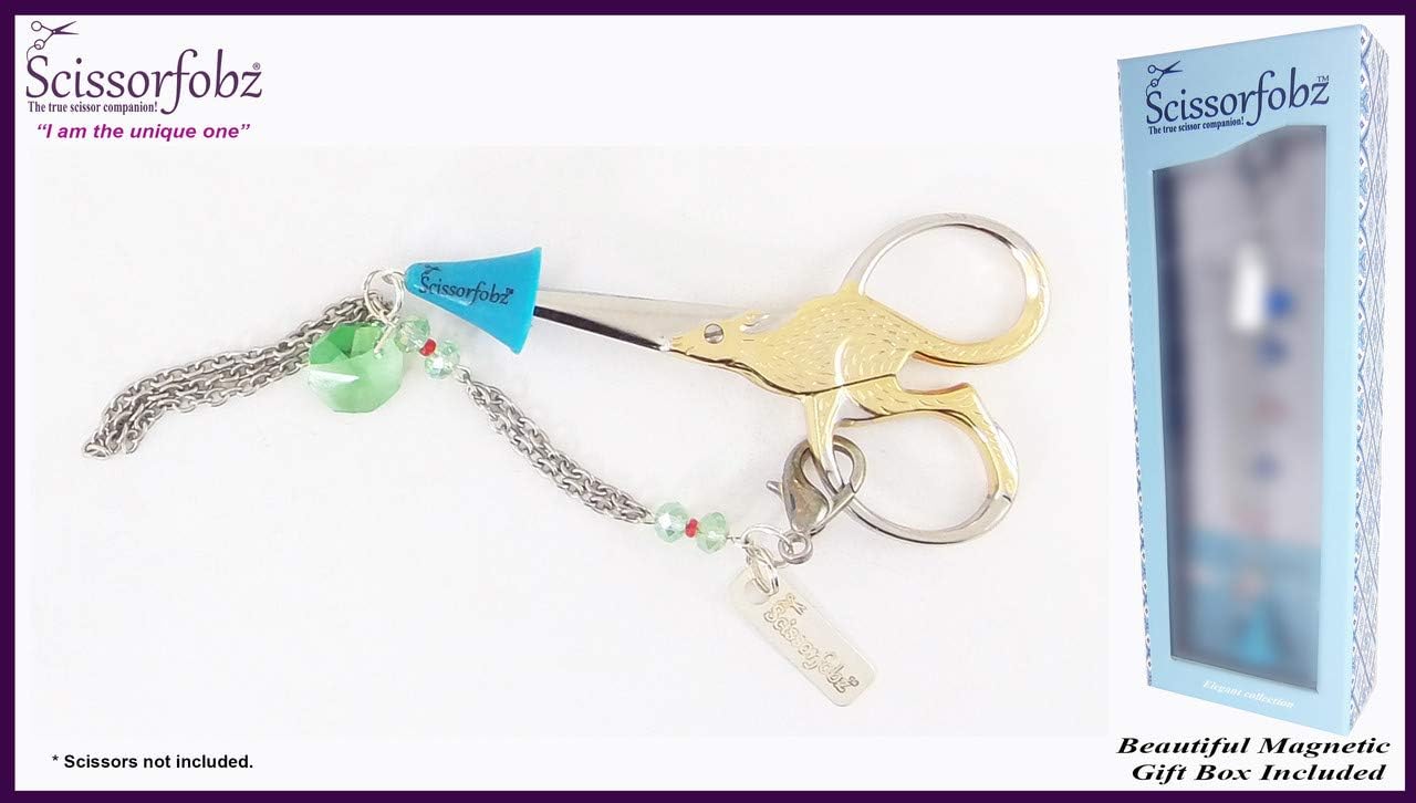 Scissors Fobs by SCISSORFOBZ-Elegant Collection - Key Ring Key chain Bracelet Wristlet Purse Backpack Bag Charm- Quilters Sewers Embroidery Gifts. Beautiful Gift Box Included. E15000727
