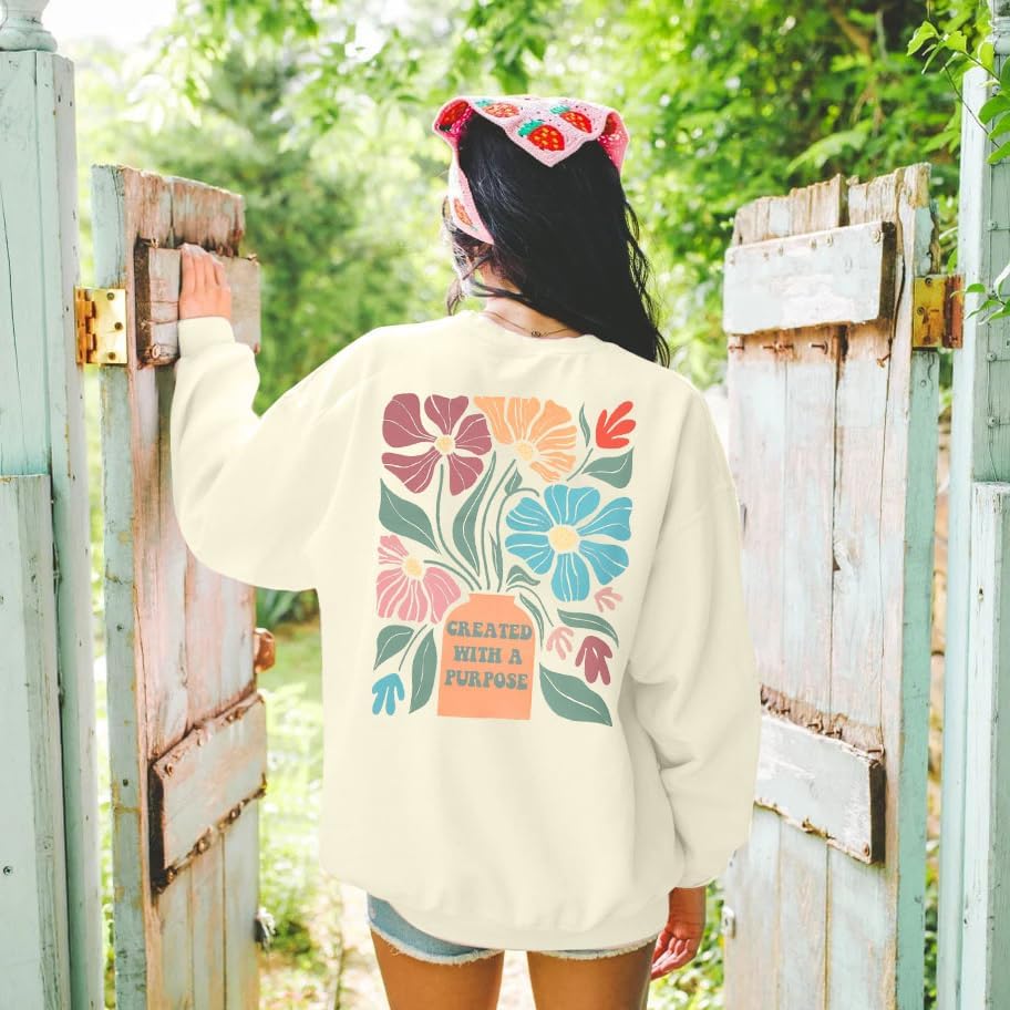 LOTUCY Christian Floral Sweatshirt Women: Bible Verse Shirts Jesus Religious Inspirational Long Sleeve Pullover Tops - Image 3