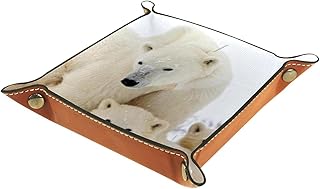 Dice Tray Dice Rolling Foldable Tray Square Dice Holder Tray Pu Leather Holder Polar Bears For Dice Games Like Rpg, Dnd And Other Table Games 20.5x20.5cm//8x8in