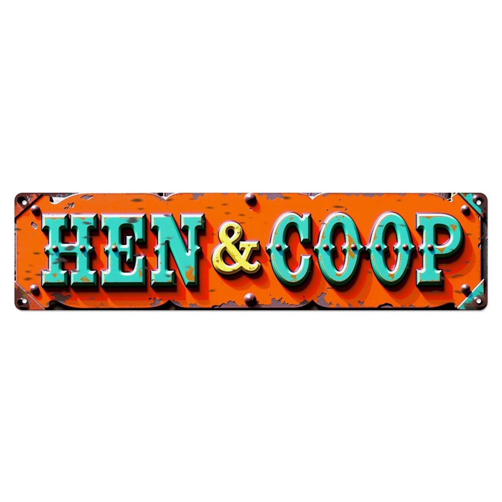 Hen And Coop Sign Pattern Metal Tin Sign Plaque
