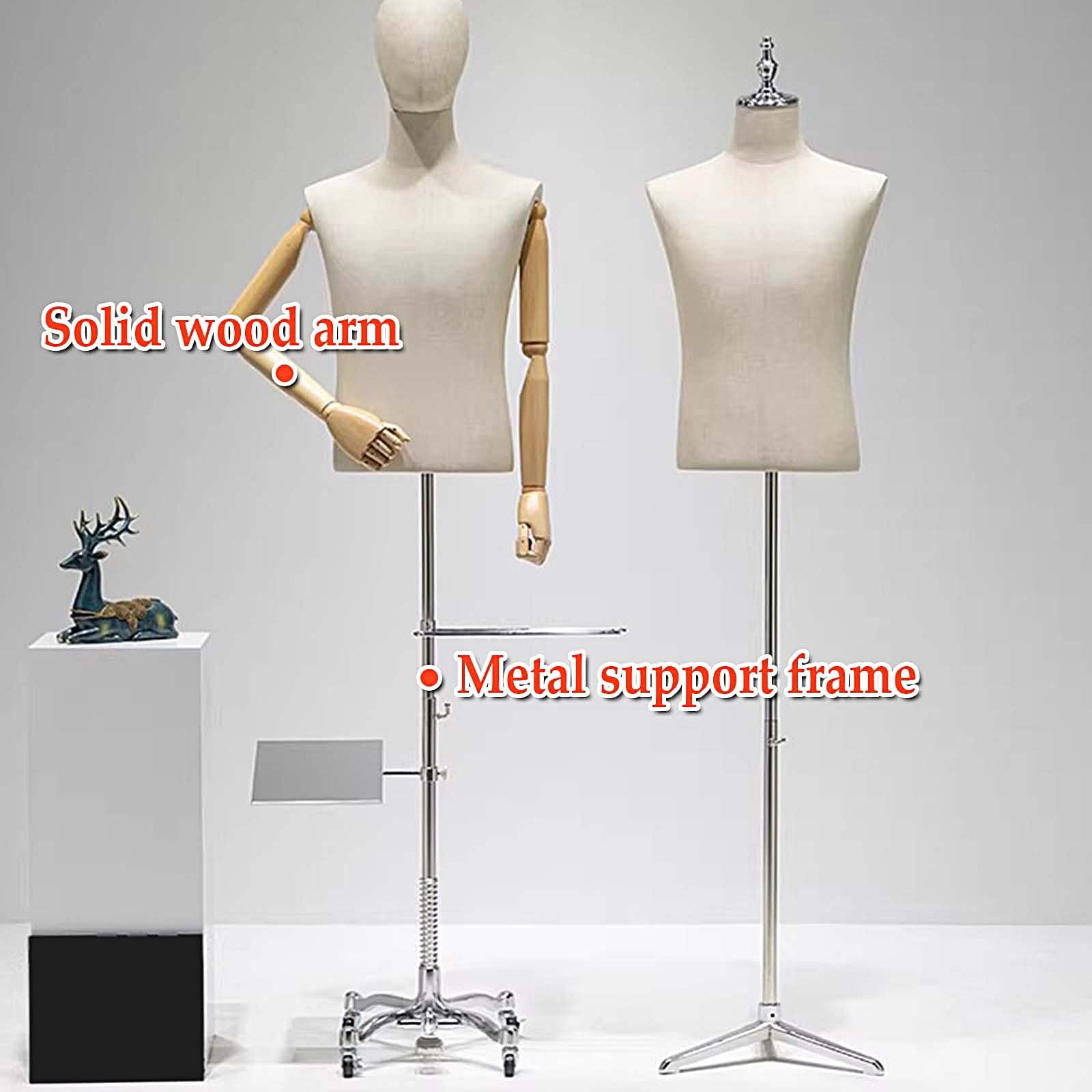 Maniqui Costura Ajustable Masculino con Ruedas Maniquí Costura Profesional Torso de Maniquí con Soporte para Tiendas de Ropa y Talleres de Costura(93x150-190cm)