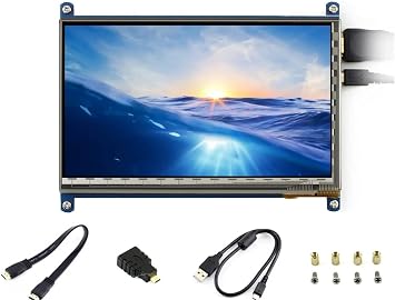 Waveshare 7 inch Capacitive Touch Screen IPS Display HDMI LCD Module 1024x600 Touchscreen for Raspberry Pi 4/3/2/1 Model B/B+/A+/BeagleBone Black/Banana Pi, Windows 10/8.1/8/7