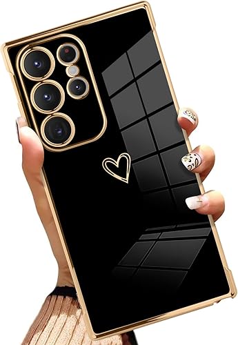 Miniatura 7 de AIGOMARA Funda compatible Samsung Galaxy Note 10 Plus con diseño de corazón chapado en negro, protección a prueba de golpes, funda de carga