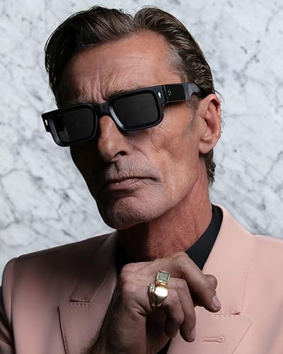 Miniatura 3 de YDAOWKN Gafas de sol con marco cuadrado para mujeres y hombres, lentes de sol rectangulares gruesos de moda, lentes de sol negros con protección