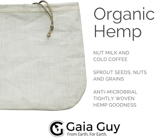 Miniatura 5 de 2 bolsas de leche de nuez extra grandes, 15 x 15 pulgadas, colador de alimentos reutilizables de cáñamo natural para yogur, queso, leche de nueces,