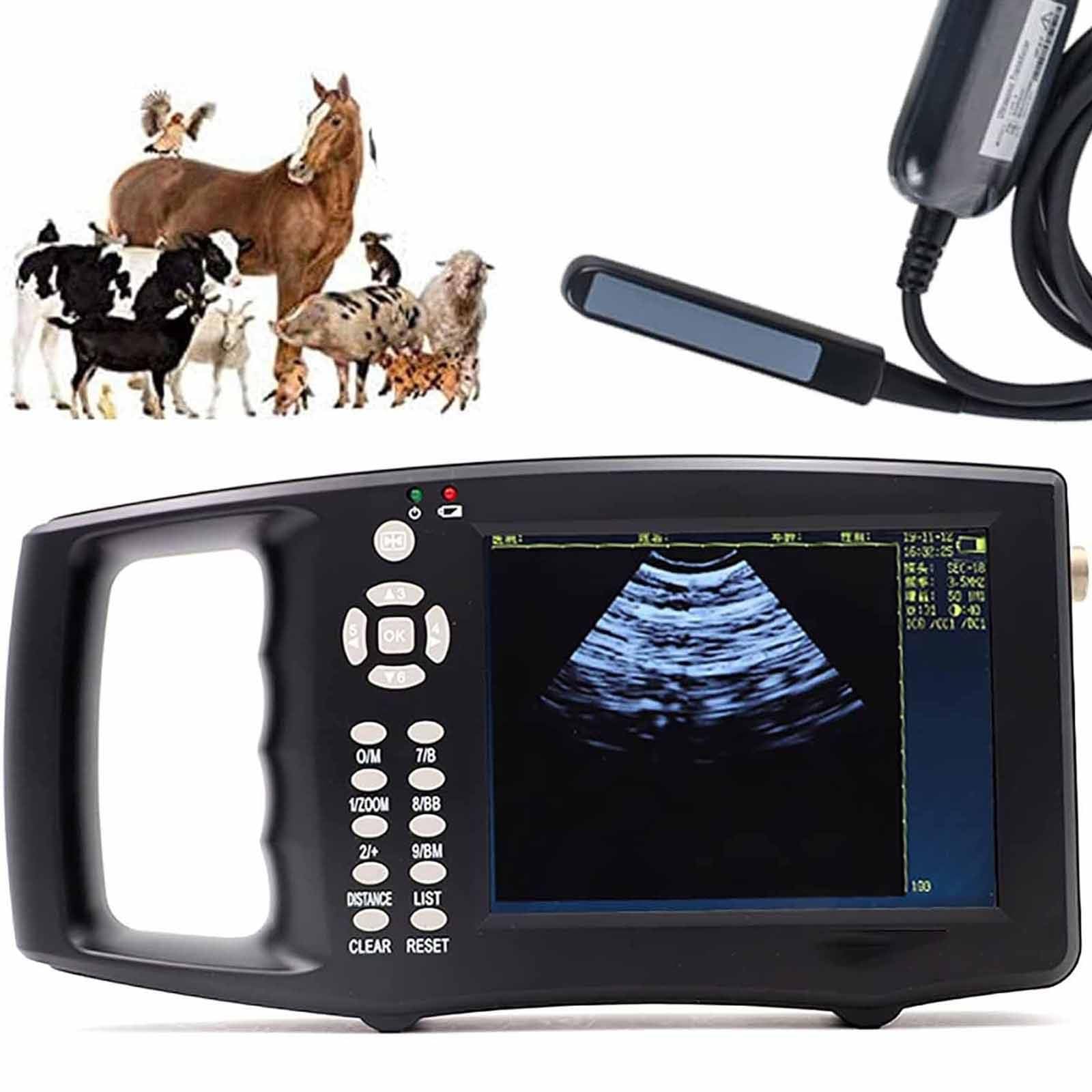 Kit D'échographie Vétérinaire,échographe sans Fil,Scanner à Ultrasons Vétérinaire Rechargeable pour La Grossesse,avec Sonde 6,5 MHz pour Les Grands Animaux comme Bovins,Chevaux,Vaches