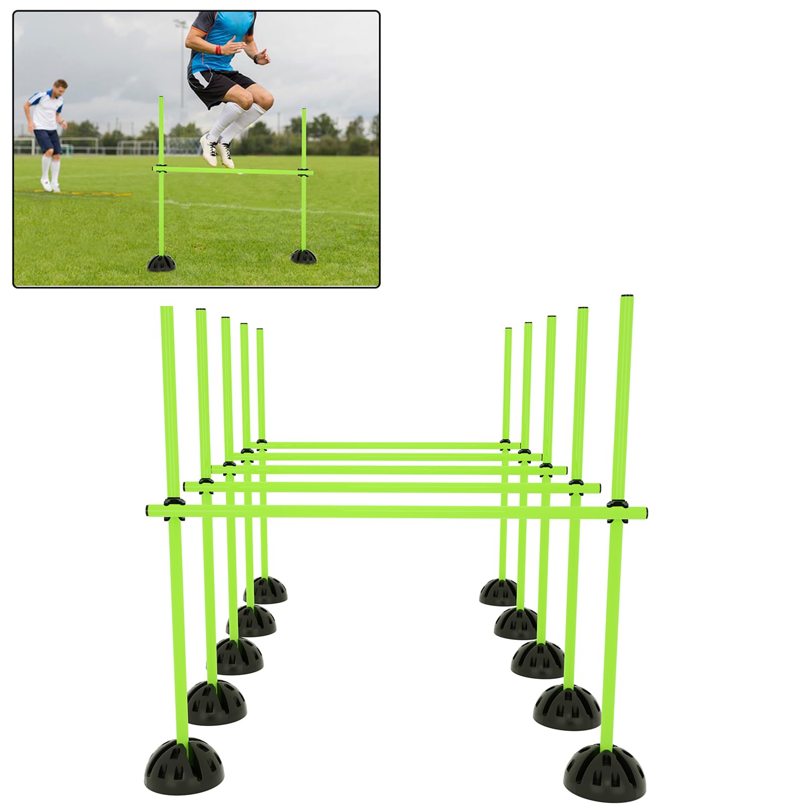 Kit de barres de saut Agility pour entraînement conditionnel - Kit d'obstacles multifonctions - 15 barres, 10 pieds et 10 clips