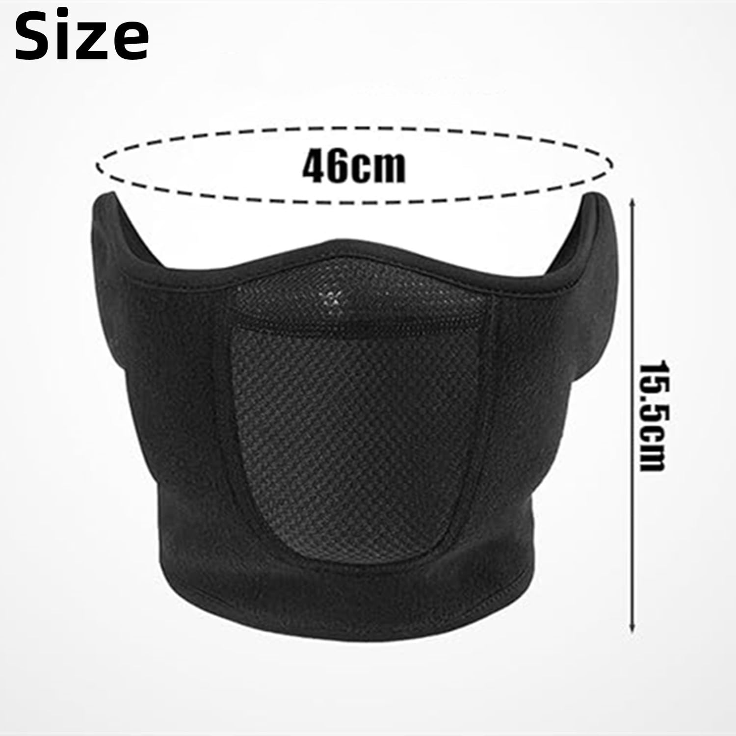 Half Face Mask Adjustable Fastener Windproof Men Women for Skiing Snowboarding Motorcycling Running Winter Outdoor Sports Highly Breathable Warming (Black) — view 5