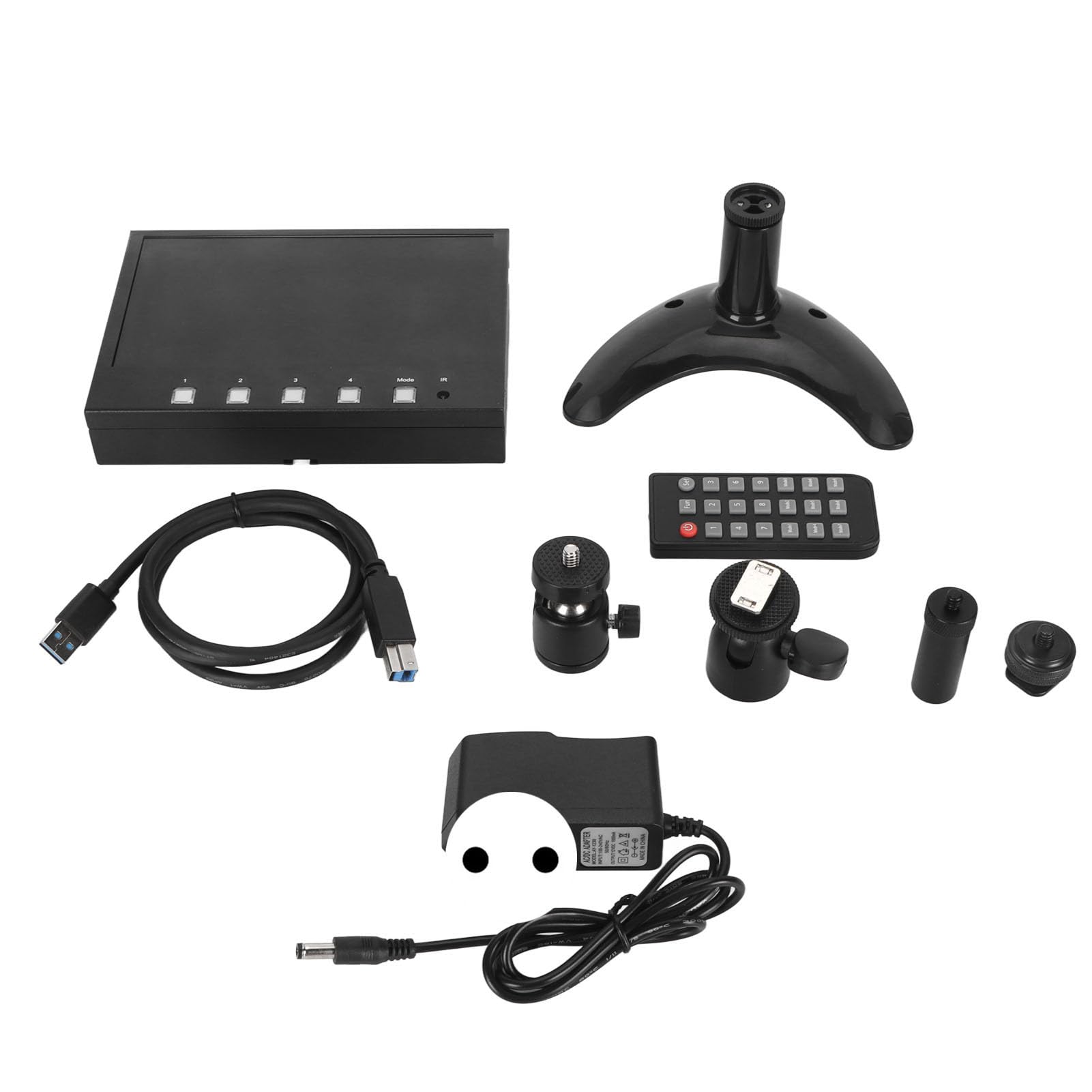 Fockety Commutatore Mixer Video Multicamera, 4x4K Ingressi HDMI Uscita USB 3.0 Commutatore Mixer Video Multiformato con Monitor da 7 Pollici, Commutatore Video con Telecomando (Normative