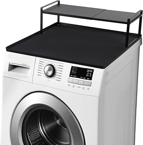 Encimera para lavadora y secadora con estante retráctil y alfombrilla de silicona, juego universal de encimera para lavadora y secadora de carga