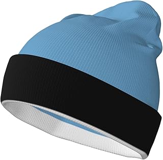 Flag of Botswana Adult Knitted hat Printed Knitted hat Suitable for Autumn and Winter Camping and Climbing Black